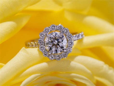 Forever One Moissanite Halo Engagement Ring In 14k White Gold Etsy