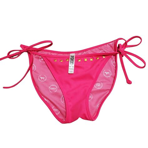 Love Pink Victorias Secret Hot Pink String Bikini Bottom Medium Bedazzled Sexy Ebay