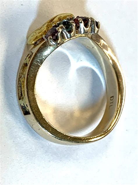 22k And14k Yellow Gold Estate Mother Ring Gem