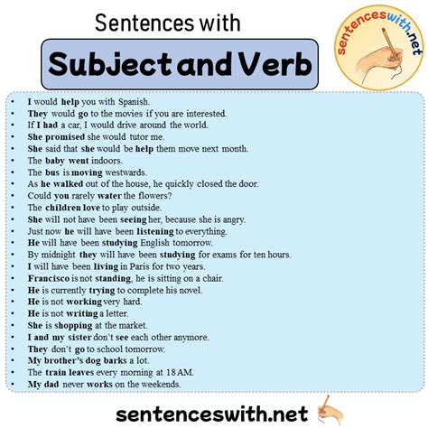 Sentences With Subject And Verb 25 Sentences About Subject And Verb In