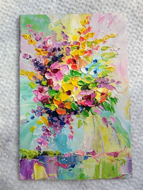 Blumenstrauß Gemälde Kunst Wand Acryl Gemälde Original Wand Etsy