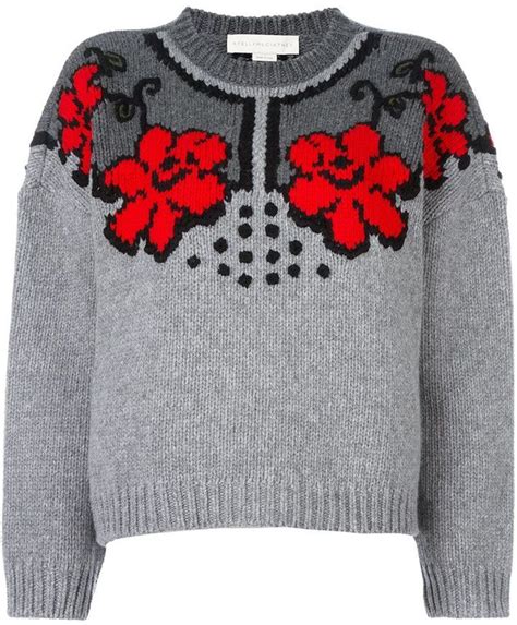 Stella Mccartney Jacquard Floral Design Jumper Shopstyle Knitwear