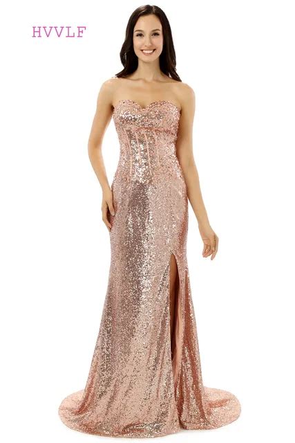 Sparkle Evening Dresses 2019 Mermaid Sweetheart Sequins Crytals Slit