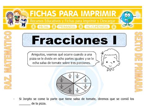 Gráficas de Fracciones para Sexto de Primaria Fichas para Imprimir