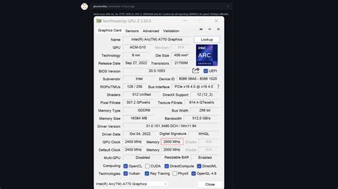 Intel Arc A770 GPU issue is causing a memory speed mismatch