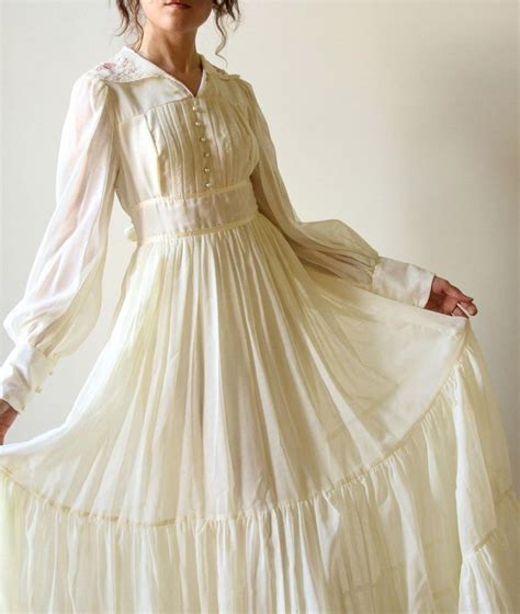 S Gunne Sax Boho Wedding Dress Vintage Ivory Bone