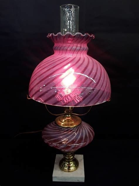 Sold Price Fenton Cranberry Swirl Lamp Invalid Date Edt