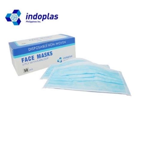 Indoplas Original Disposable Face Mask 3 Ply FDA Approved 50 Pcs Box