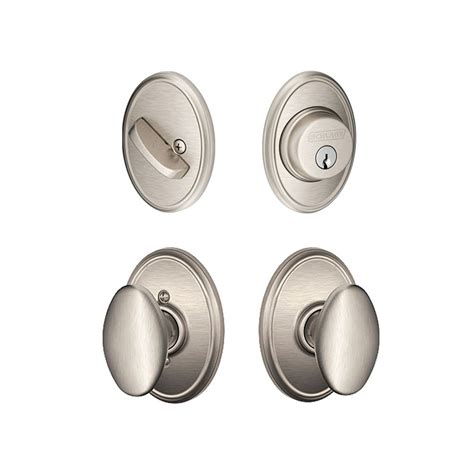 Schlage Siena Satin Nickel Entry Set With Wakefield Rose And Deadbolt Fb10sie 619 Wkf