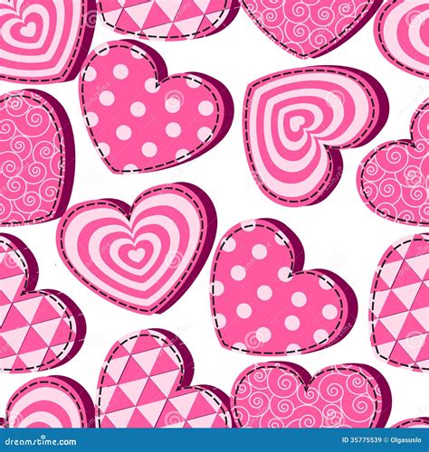 Seamless Pattern With Pink Hearts Valentine S Day Stock Vector