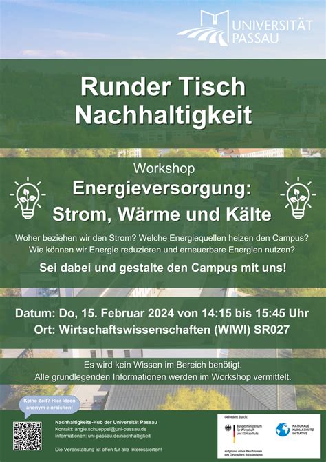 Runder Tisch Nachhaltigkeit Energieversorgung am Campus Universität