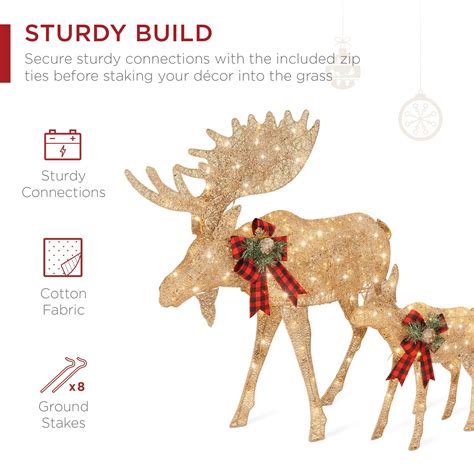 2-Piece Moose Family Lighted Christmas Yard Decoration Set w/ 170 LED ...