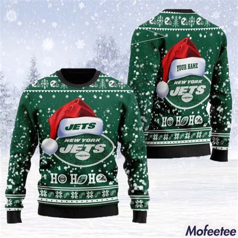 New York Jets Symbol Wearing Santa Claus Hat Ho Ho Ho Custom Ugly