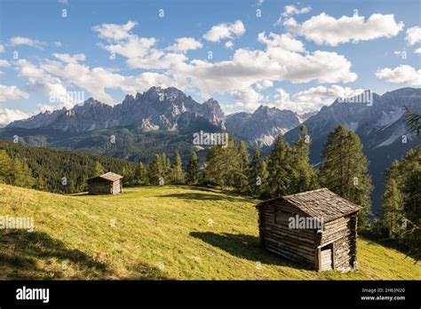 alpine huts   view   sexten dolomites  res stock