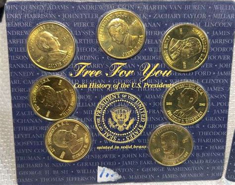 (4) Cards of Solid Brass Commemorative Coins of U. S. Presidents/24 ...