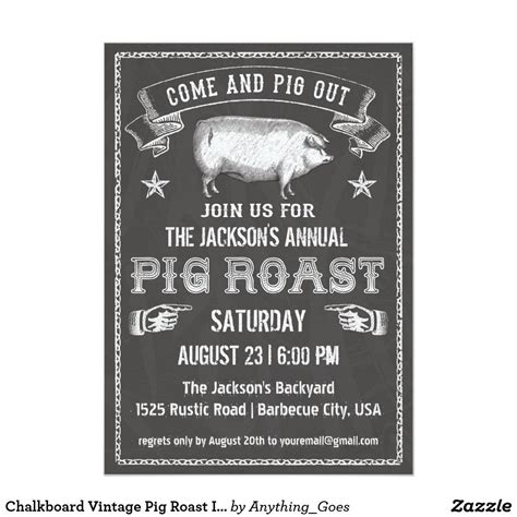 Chalkboard Vintage Pig Roast Invitation Zazzle Pig Roast