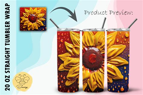 Sunflower D Pop Art Tumbler Wrap Graphic By Beedrawings