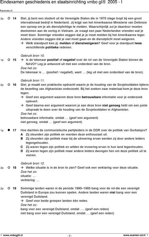 Eindexamen Geschiedenis En Staatsinrichting Vmbo Gl Tl I Pdf Gratis