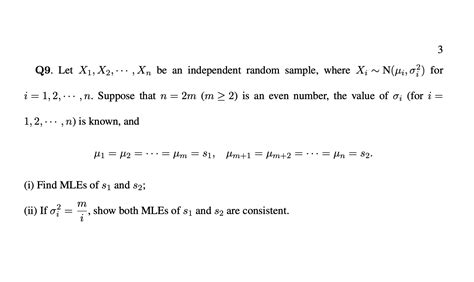 Solved 3 Q9 Let X1 X2 Xn Be An Independent Random