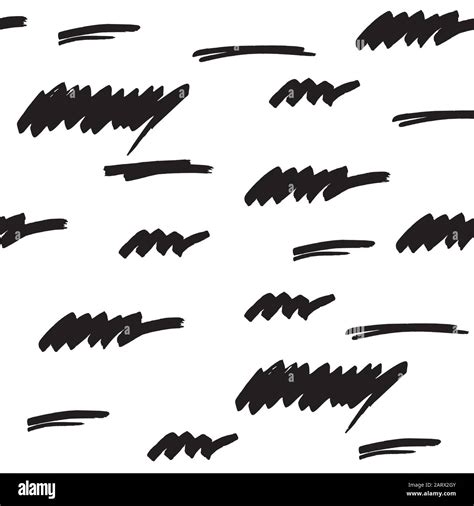 Marker Strokes Seamless Pattern In Black And White Colors Felt Pen