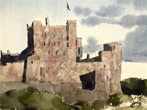 Bamburgh Castle Original Watercolor Painting Michele Clamp Art