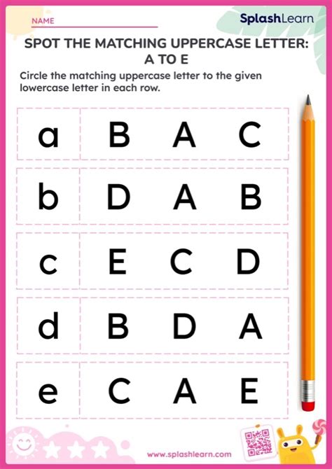 Spot The Matching Uppercase Letter A To E Worksheet