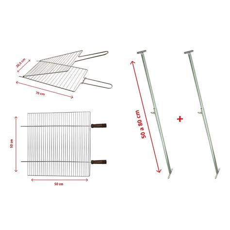 Kit Churrasqueira Grelha Média Grelha Dupla Reta Grande Suporte