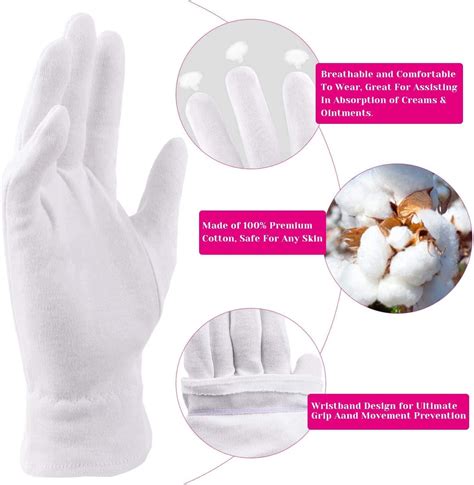 Selizo Moisturizing Gloves for Dry Hands - 3 Pairs of 100% White Cotton ...