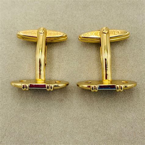 Christian Dior Authentic Cufflinks Oval Logo Silver Color Gold Plated