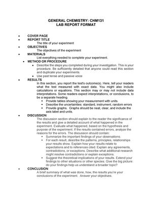 Chemistry Lab Report Cover Page