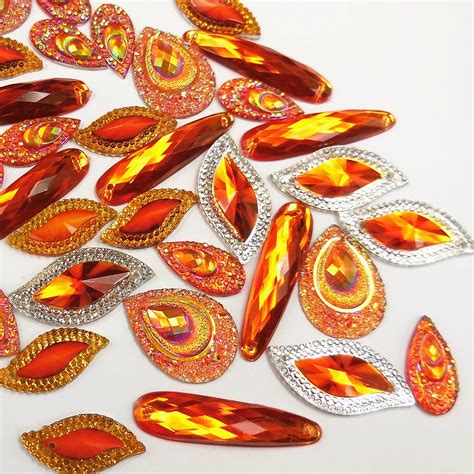 Mix Shapes Orange Ab Hand Sewing Ab Sew On Diy Wedding Decorative