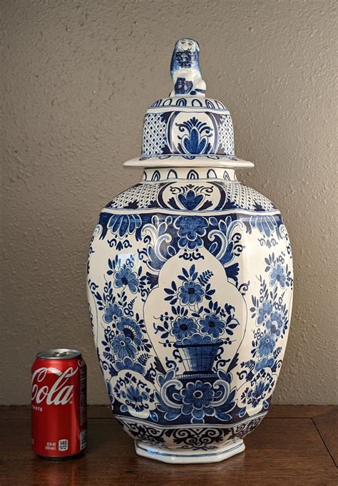 Xl Antique Delft Handpainted Tin Glazed Faience Ginger Jar By Boch