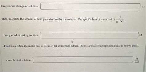 Use The Heat Of Solution Interactive To Calculate The Chegg