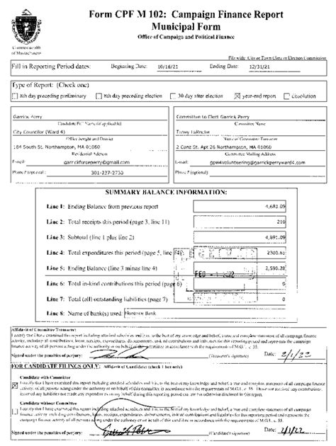 Fillable Online Fill Ioform Cpf M Campaign Finance Reportfill