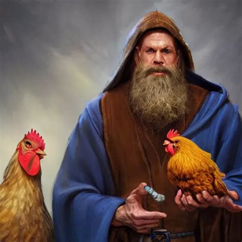 A Portrait Of A Wizard With His Pet Chicken By Johan Stable Diffusion