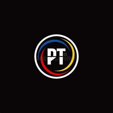 Pt Monogram Logo Isolated On Circle Shape With Slash Colors Rounded