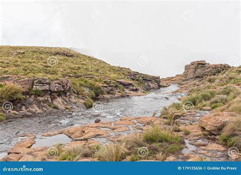 Tugela River at the Top of the Tugela Falls Stock Photo - Image of ...