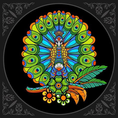 Premium Vector Colorful Peacock Bird Isolated On Black Background