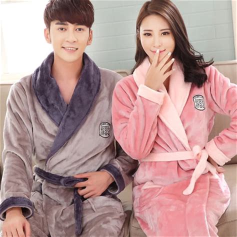 Warm Winter Bathrobe Cotton Flannel Pyjama Couples Bathrobes Kimono