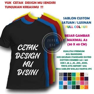 Kaos Sablon Satuan Dtf Ukuran A Custom Dtg Dtf Warna Black White