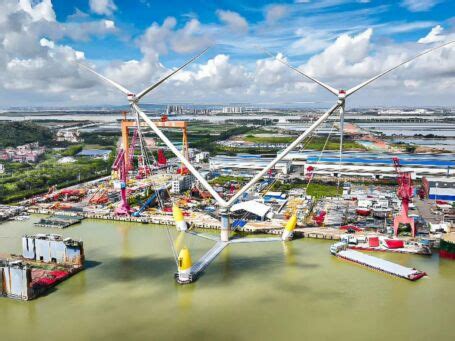 OceanX Giant Floating Dual Rotor Wind Turbine Goes To Its Offshore