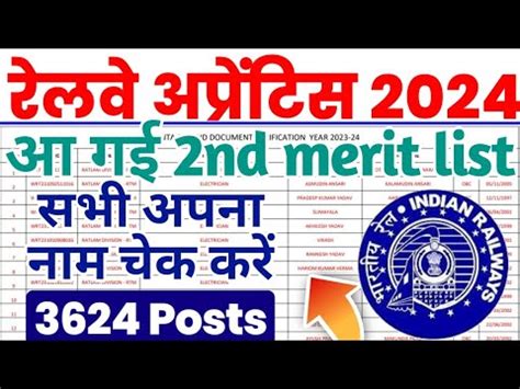 Railway Apprentice Nd Merit List Rrc Wr Ratlam