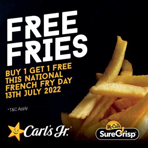 DEAL Carl S Jr Buy One Get One Free Fries 13 July 2022 Frugal Feeds