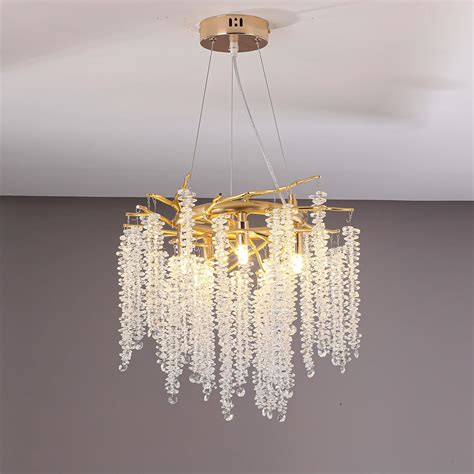 Upfelw Crystal Tree Branch Chandelier Gold D16, Modern Art Deco
