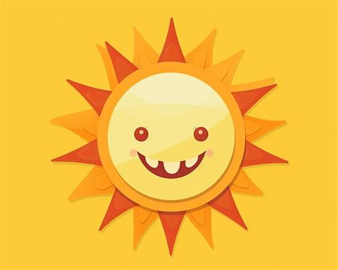 Un Soleil De Dessin Animé Avec Un Visage Souriant Sur Fond Jaune