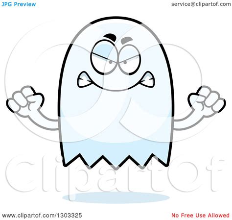 Clipart Of A Cartoon Angry Ghost Character Waving Fists Royalty Free