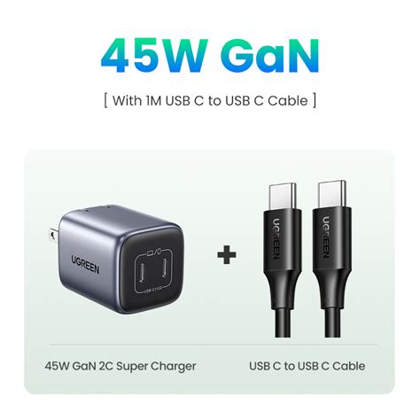 Ugreen 45w Gan Fast Charging Charger For Samsung S24 Ultra Support Super Fast Charge Sfc 2 0 45w