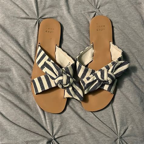 A New Day Shoes Blue And White Striped Sandals Poshmark