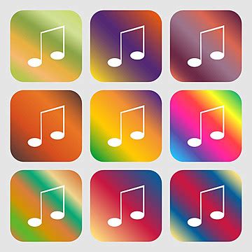 Colorful Drawing Of Music Notes Icon With Musical Sheets Crotchets And