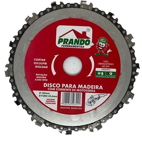 Disco De Corte Madeira Corrente De Motosserra 180 Mm Furo 25 4